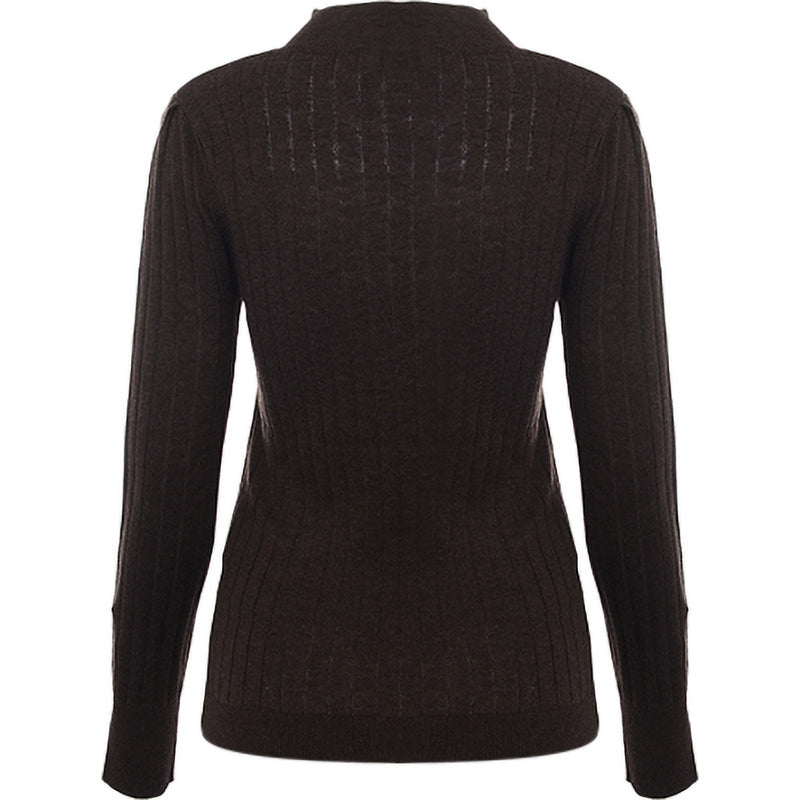 Morgan Women's Brown High Neck Peek A Boo Jumper