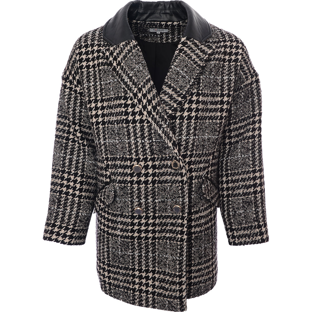 Morgan Womens Double Breasted Coat With Contrast Collar In Multi