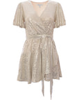 Forever New Women's Silver Petite Ruffle Wrap Sequin Mini Dress