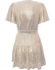 Forever New Women's Silver Petite Ruffle Wrap Sequin Mini Dress