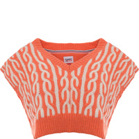 Tommy Jeans Women's Orange Super Crop Plaited Sweater Vest