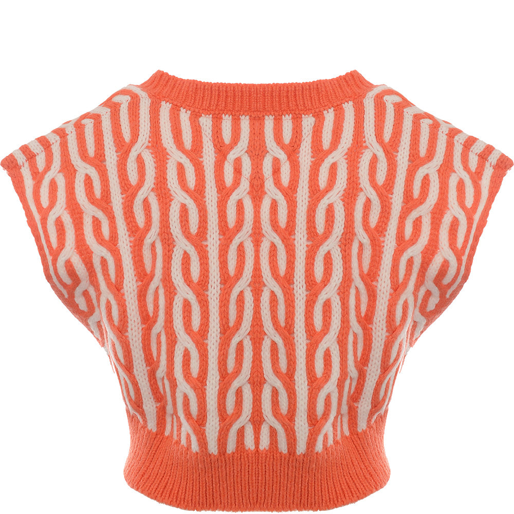 Tommy Jeans Women's Orange Super Crop Plaited Sweater Vest