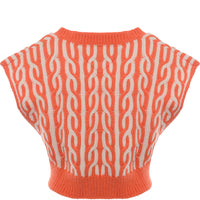 Tommy Jeans Women's Orange Super Crop Plaited Sweater Vest