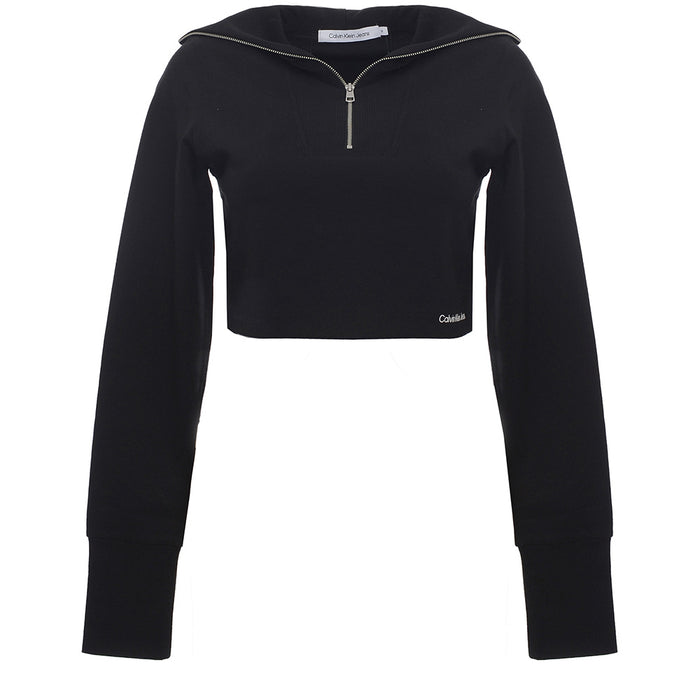 Calvin Klein Jeans Women's Black Half-Zip Milano Long Sleeve Jumper