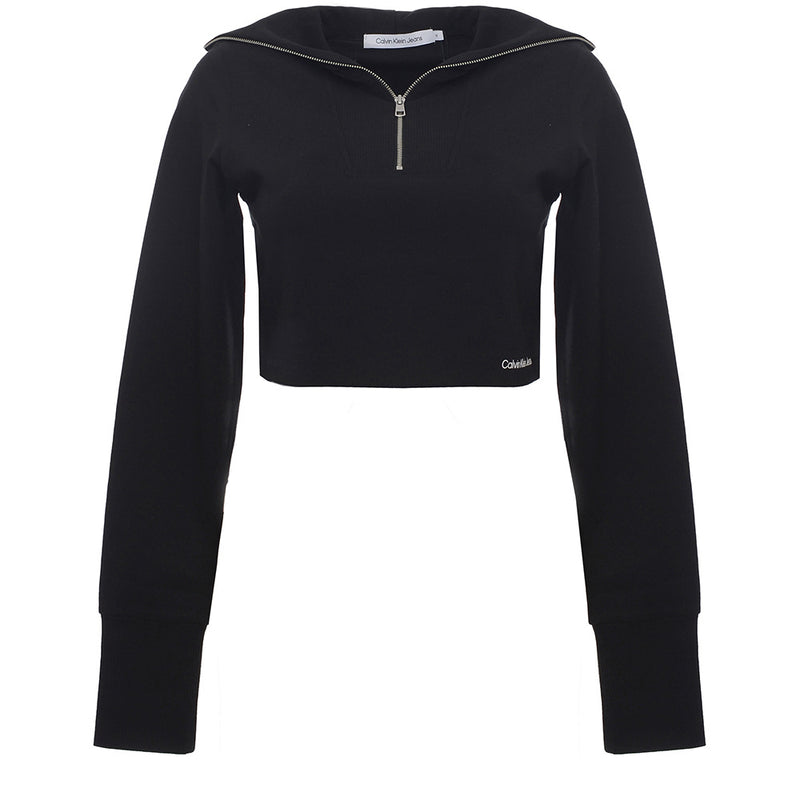 Calvin Klein Jeans Women's Black Half-Zip Milano Long Sleeve Jumper