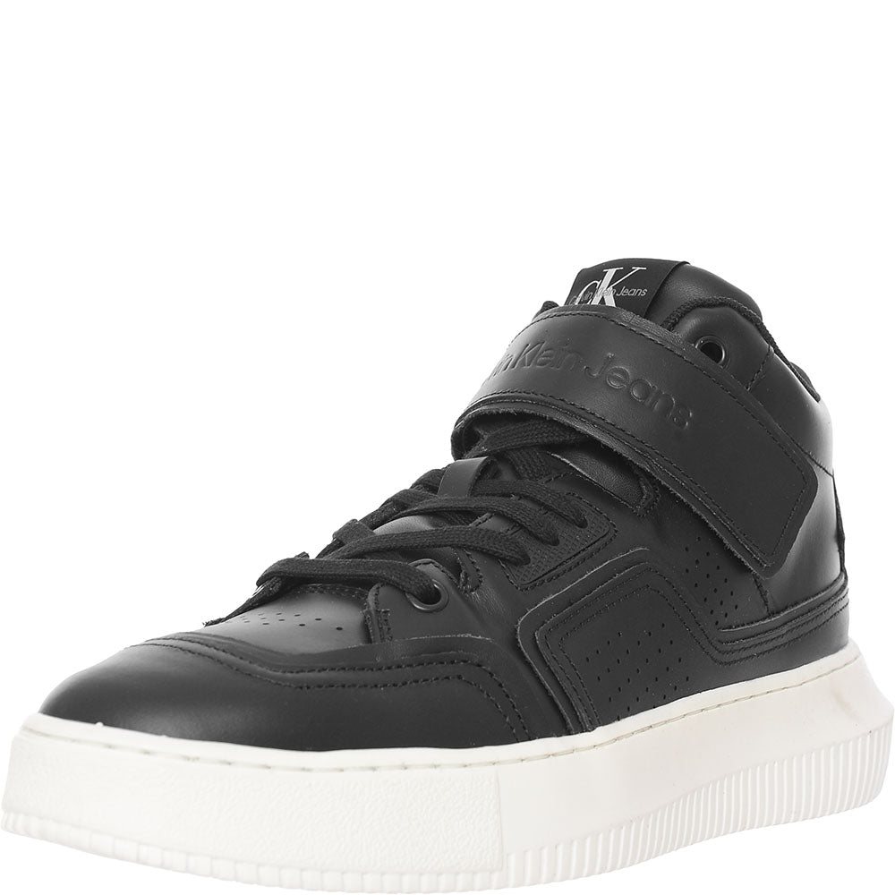 Calvin Klein Jeans Women's Black Leather Chunky Lace Up Trainers