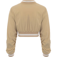 Urban Revivo Women's Khaki Contrast Trim Bomber Jacket