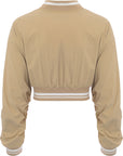 Urban Revivo Women's Khaki Contrast Trim Bomber Jacket