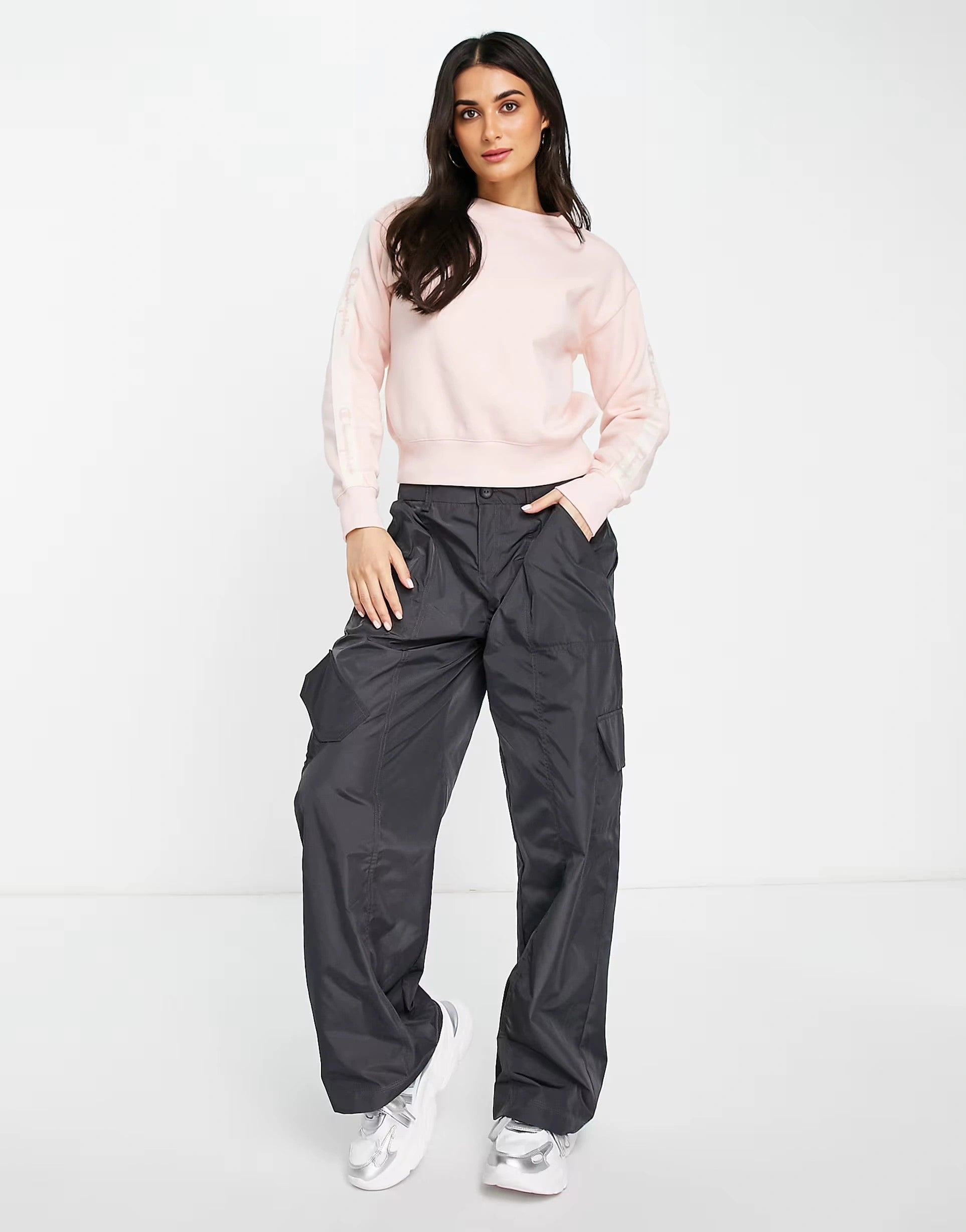 Womens Champion Oversized Sweatshirt in Pink