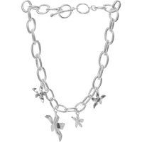 Weekday Women's Silver Lucy Charm Necklace with Flower Charms