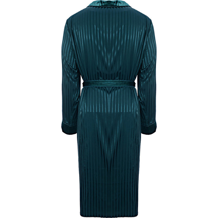 Night Men's Jacquard Stripe Robe with Velvet Trim