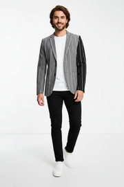Bolongaro Trevor Mens Suit Jacket in Stripe With Contrast Panels In Multi