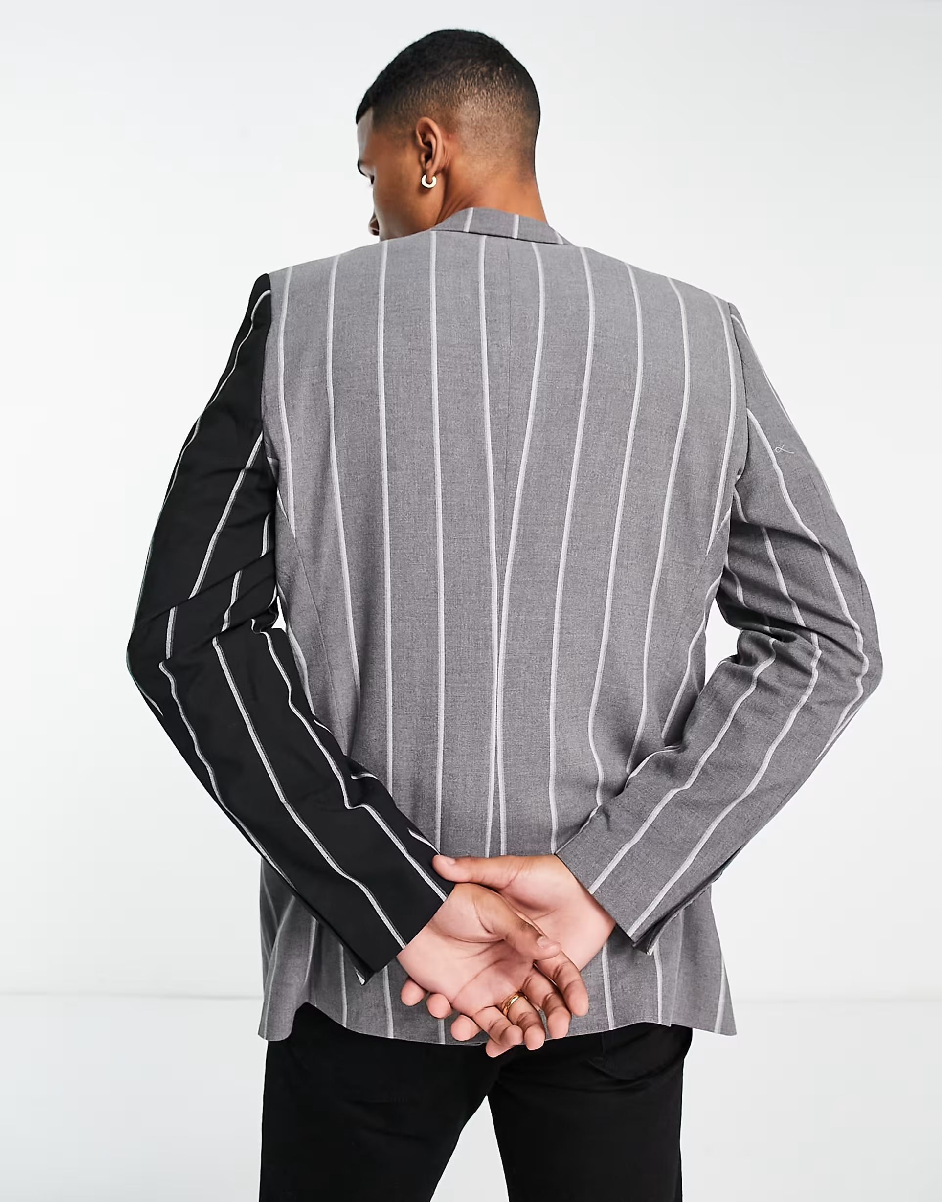 Bolongaro Trevor Mens Suit Jacket in Stripe With Contrast Panels In Multi