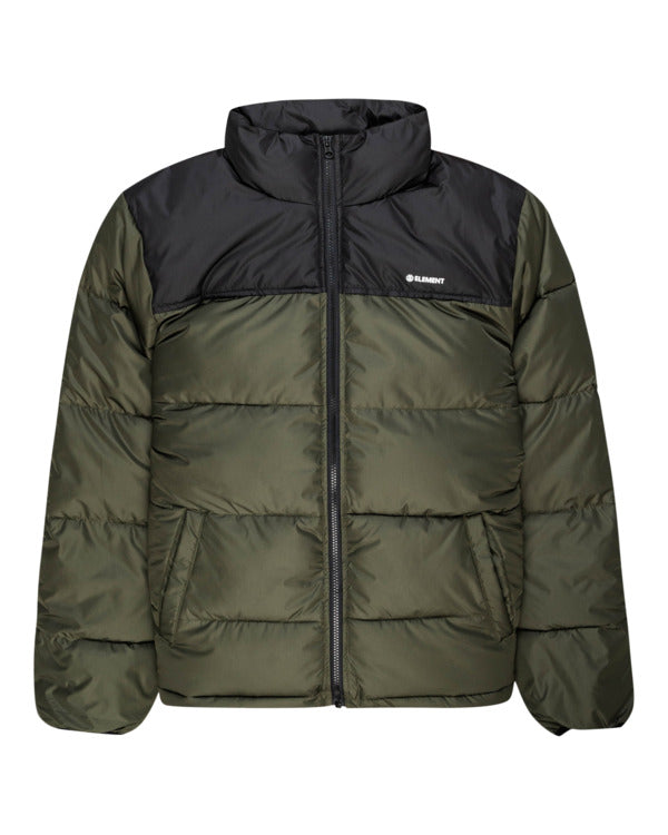 Mens Element Alder Artic Puffer Jacket In Khaki And Black Colourblock