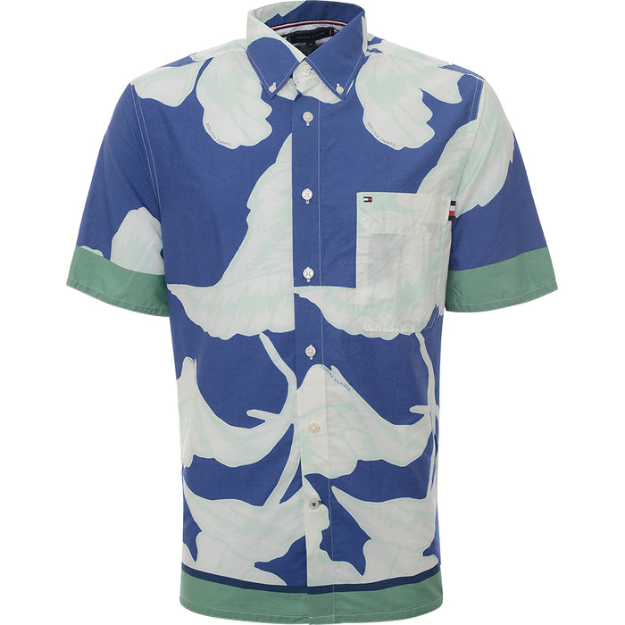 Tommy Hilfiger Men's Blue Short Sleeve Floral Shirt