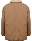 Calvin Klein Jeans Men's Off White/Camel Reversible Sherpa Borg Long Parka Jacket