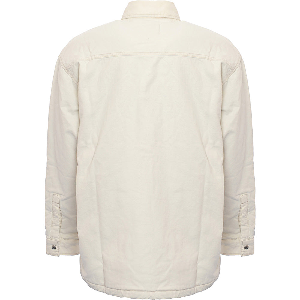 Calvin Klein Jeans Men's White Cotton Badge Logo Pocket Oversized Padded Denim Overshirt Jacket