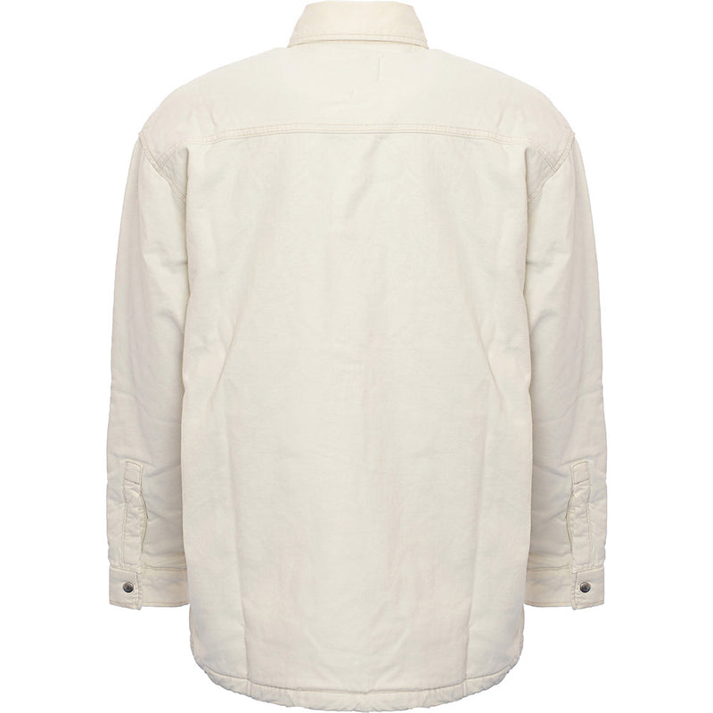 Calvin Klein Jeans Men's White Cotton Badge Logo Pocket Oversized Padded Denim Overshirt Jacket
