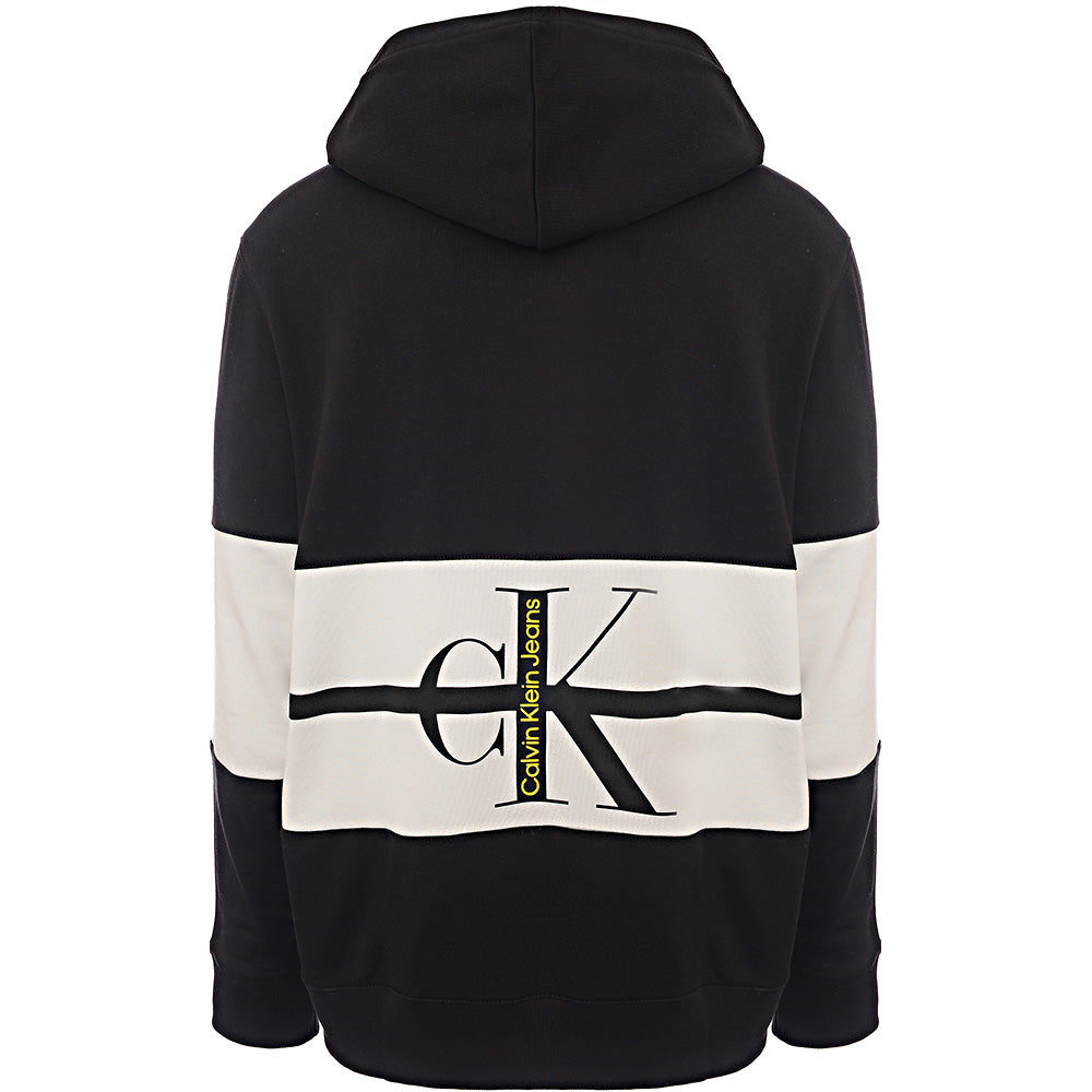 Calvin Klein Jeans Unisex Black Logo Stripe Sleeve Colourblock Hoodie