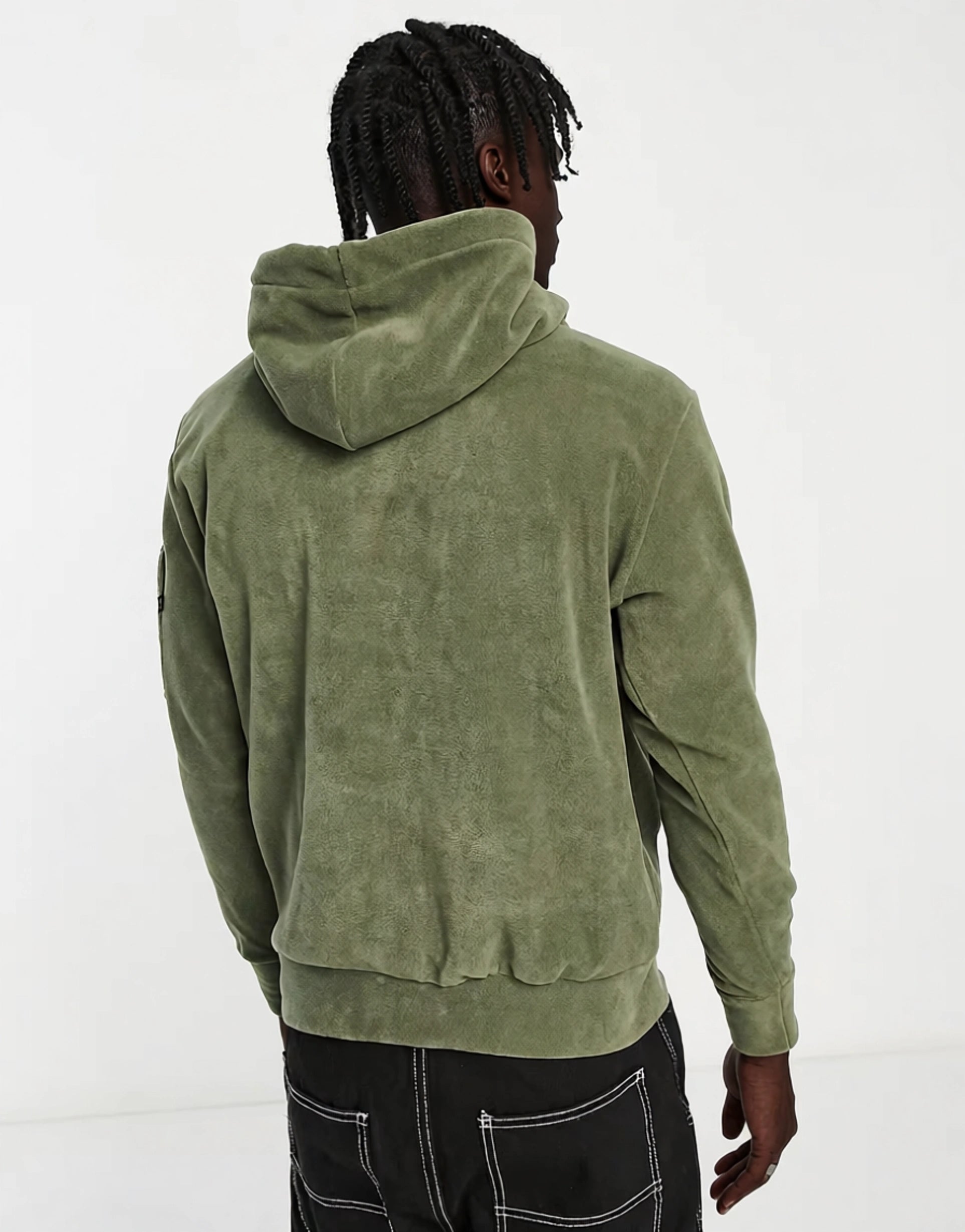 Mens Alpha Industries Logo Front Polar Fleece Hoodie In Dark Olive