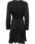 Flounce London Womens Maternity Satin Wrap Front Mini Dress With Balloon Sleeve In Black Floral Jacquard