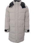 Adpt Mens Long Puffer Jacket With Hood In Grey