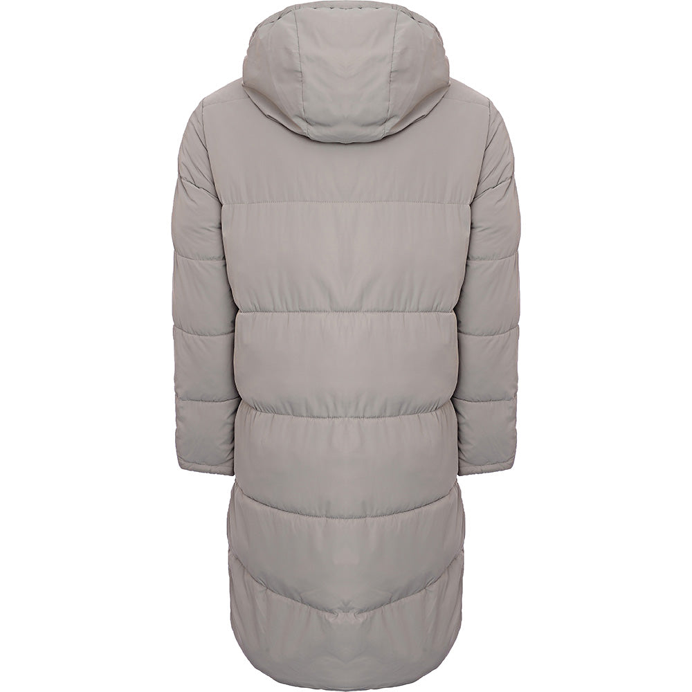 Adpt Mens Long Puffer Jacket With Hood In Grey