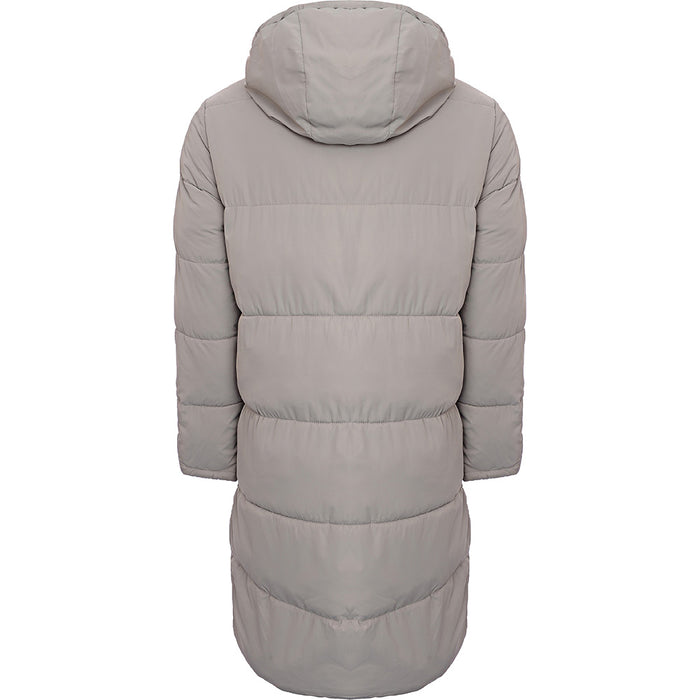 Adpt Mens Long Puffer Jacket With Hood In Grey