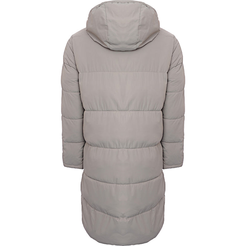 Adpt Mens Long Puffer Jacket With Hood In Grey