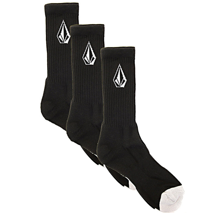 Volcom Men's Full Stone Crew Socks in Black (3 Pack)