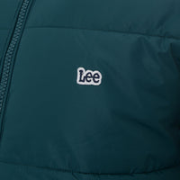 Lee Mens Logo Hooded Puffer Jacket In Dark Green