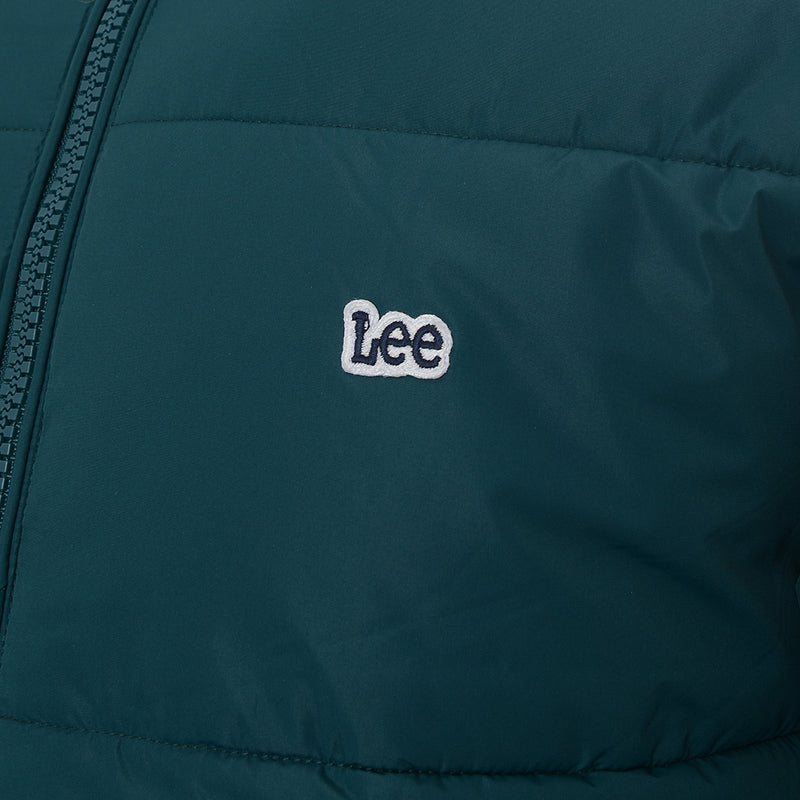 Lee Mens Logo Hooded Puffer Jacket In Dark Green