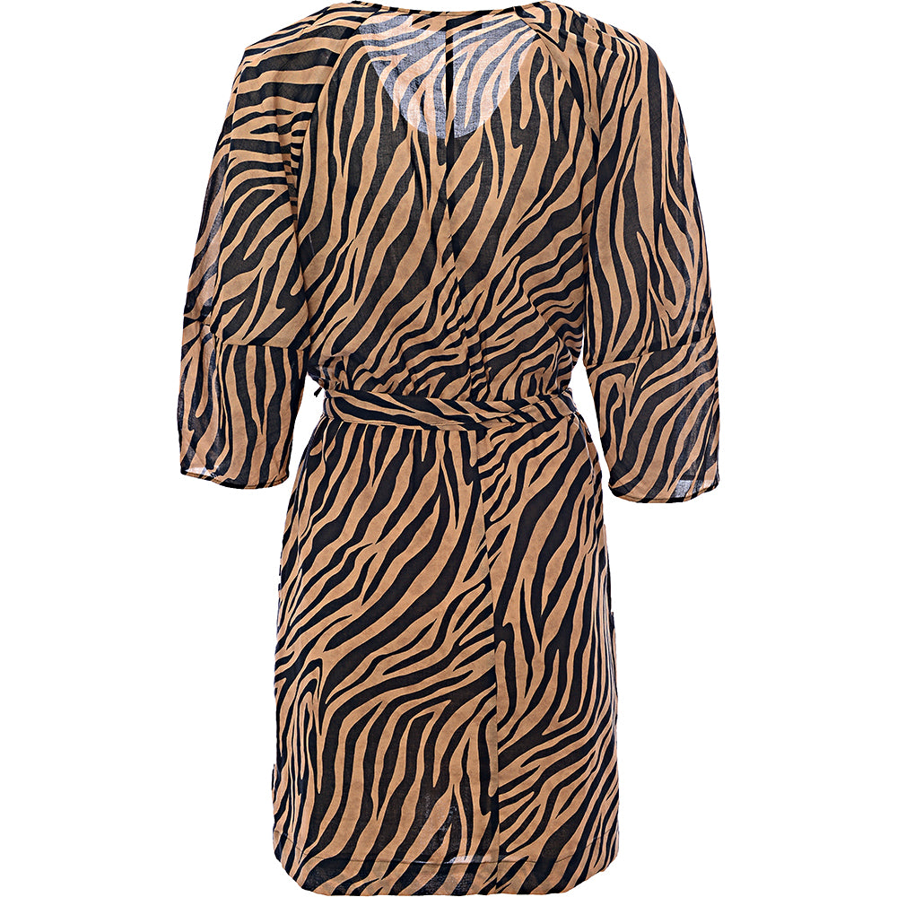 Mango Womens Tiger Print Wrap Mini Dress In Brown