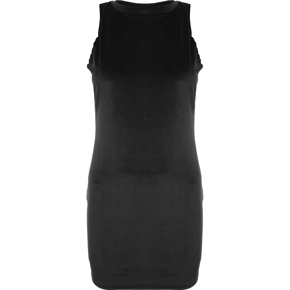 Wednesday's Girl Womens Velvet Backless Mini Dress In Black