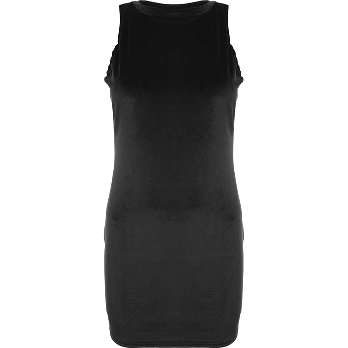 Wednesday's Girl Womens Velvet Backless Mini Dress In Black