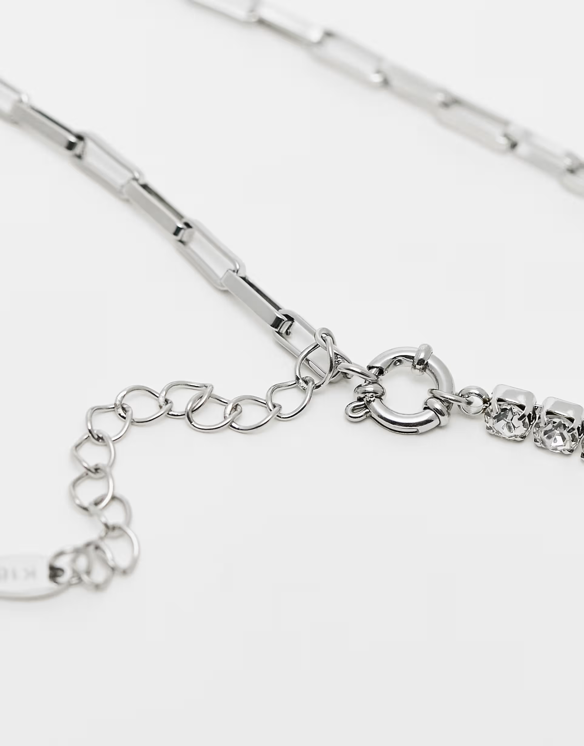 Gang Womens Box Stainless Steel Chain With Crystal Detail