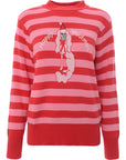 Monki Women's Multi Stripe Dog Christmas Jumper