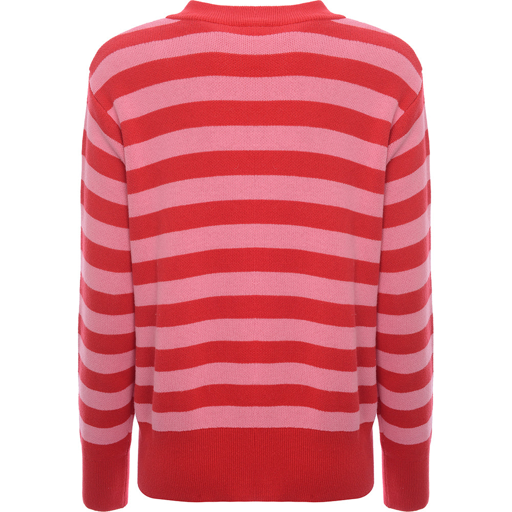 Monki Women's Multi Stripe Dog Christmas Jumper