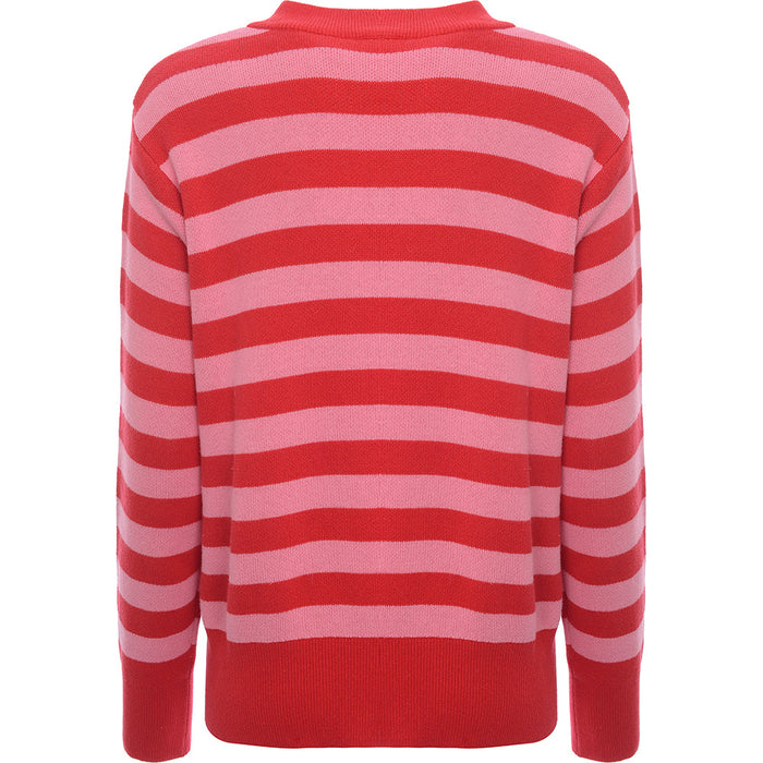 Monki Women's Multi Stripe Dog Christmas Jumper