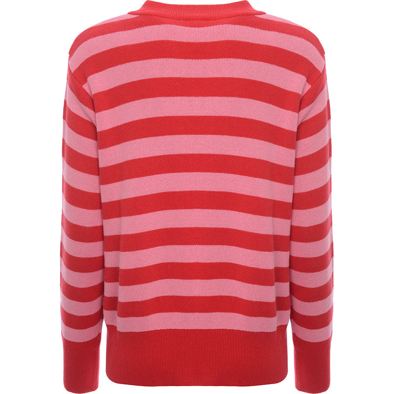 Monki Women's Multi Stripe Dog Christmas Jumper