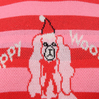 Monki Women's Multi Stripe Dog Christmas Jumper