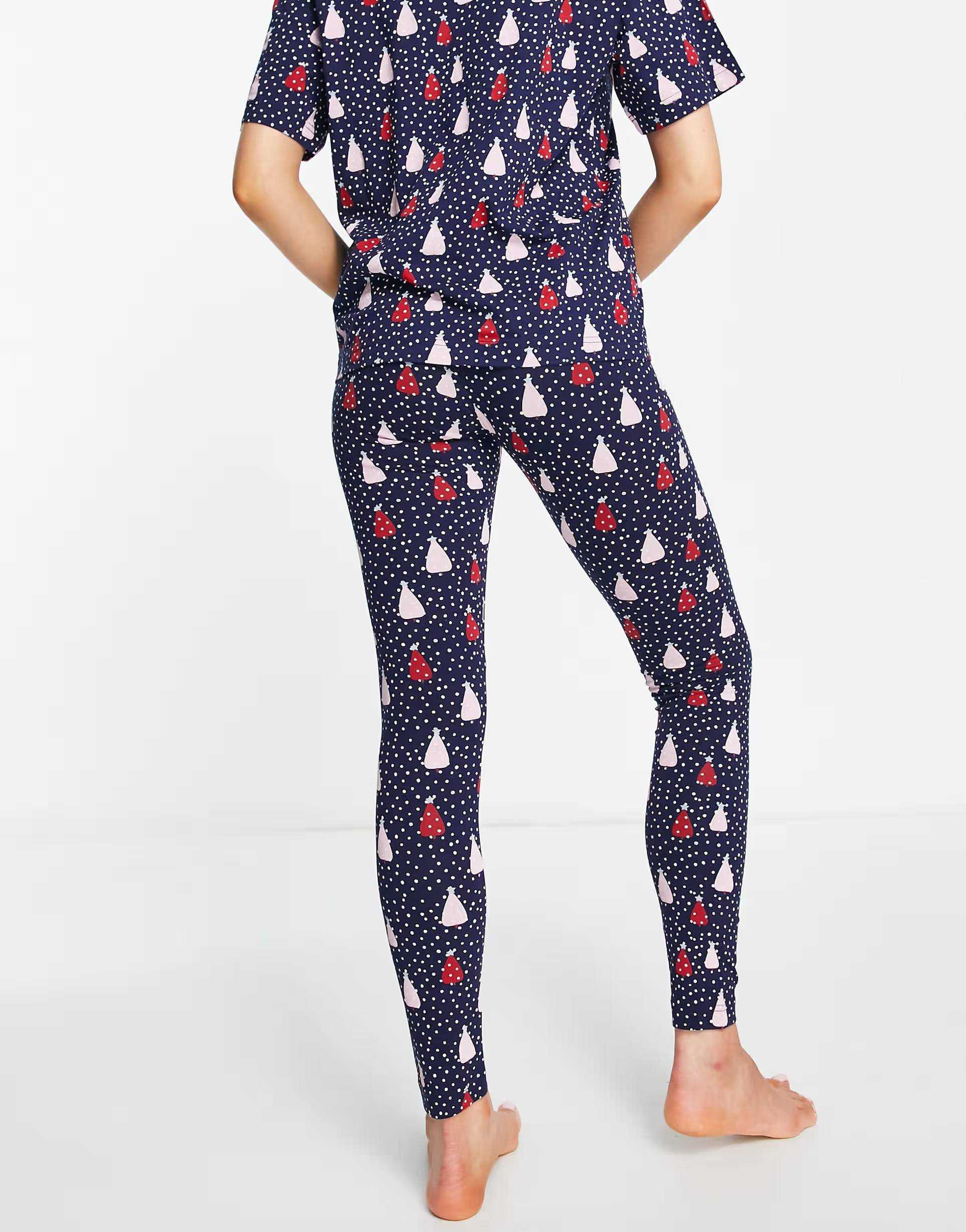 Monki Womens Co-Ord Christmas Tree Pyjama Bottoms In Navy