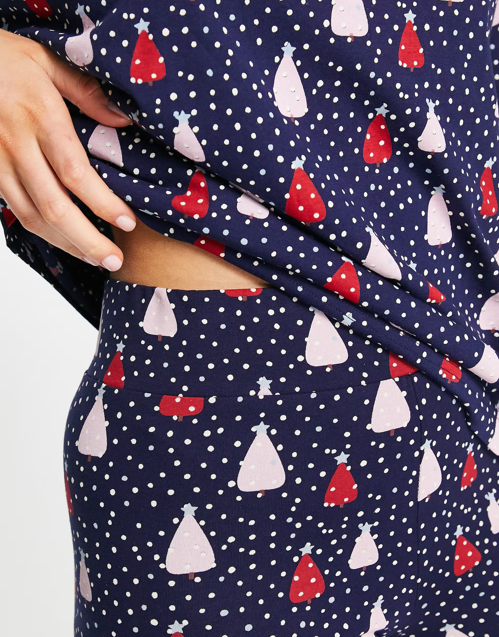 Monki Womens Co-Ord Christmas Tree Pyjama Bottoms In Navy