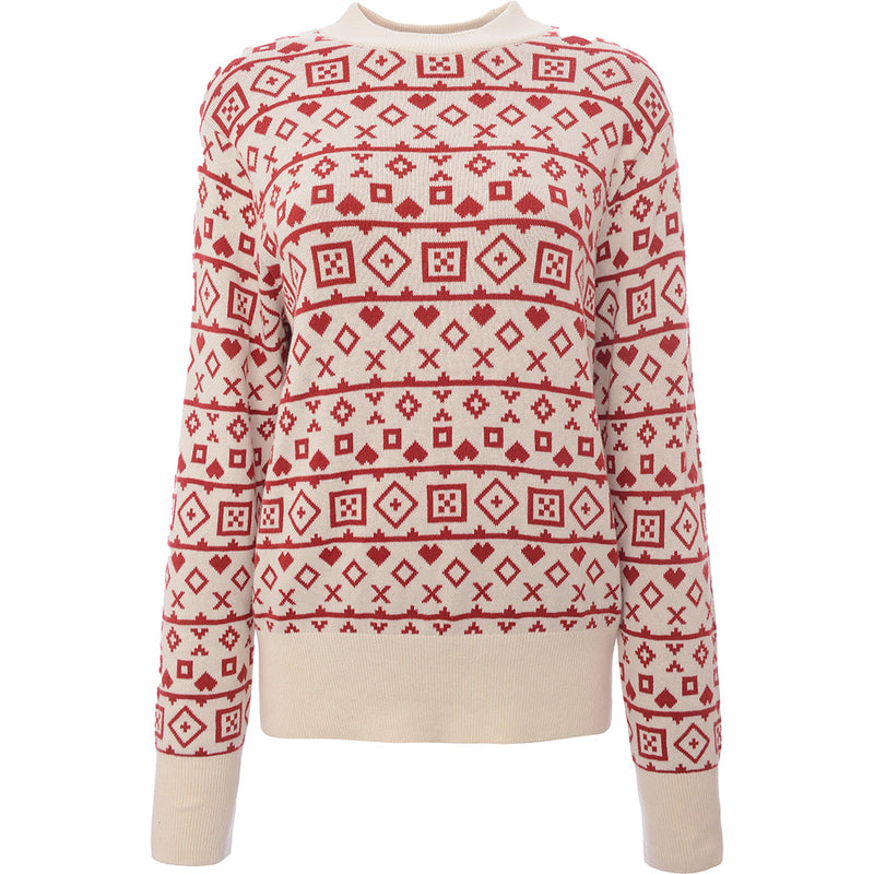 Monki Women's Beige & Red Fairisle Christmas Jumper