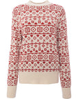 Monki Women's Beige & Red Fairisle Christmas Jumper