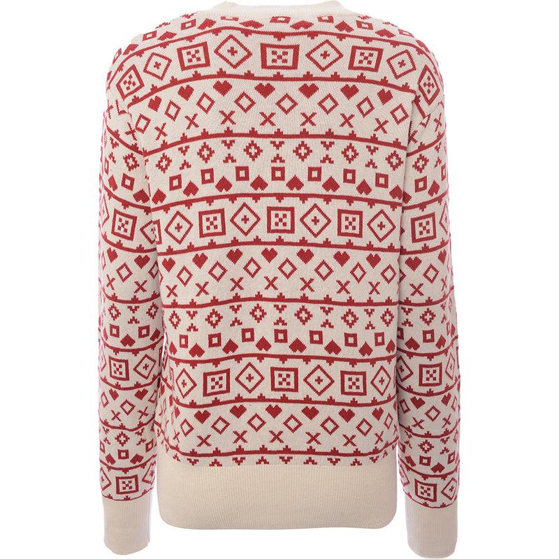 Monki Women's Beige & Red Fairisle Christmas Jumper