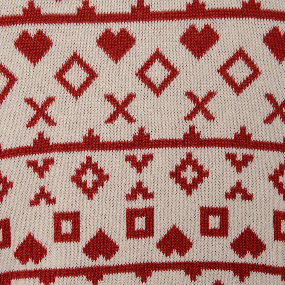 Monki Women's Beige & Red Fairisle Christmas Jumper