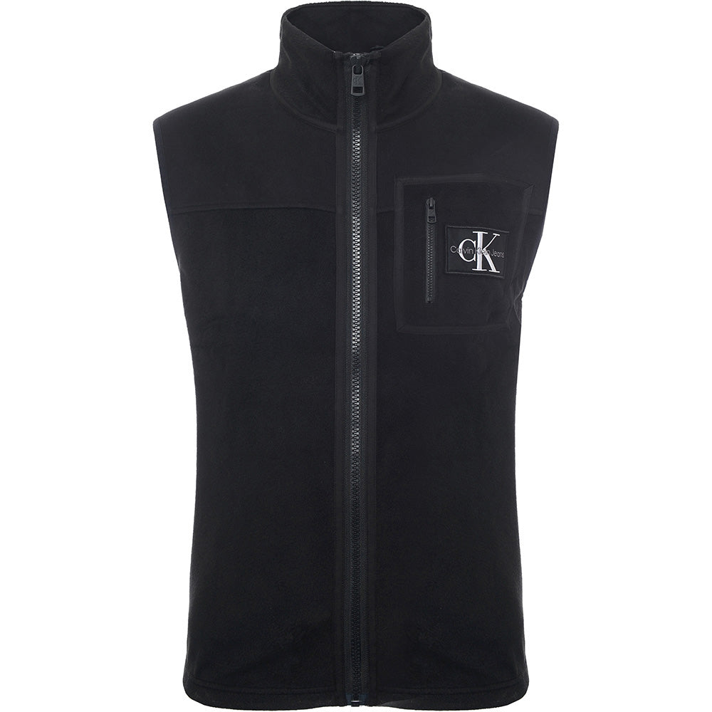 Calvin Klein Jeans Men's Black Polar Fleece Blocking Relaxed Fit Vest