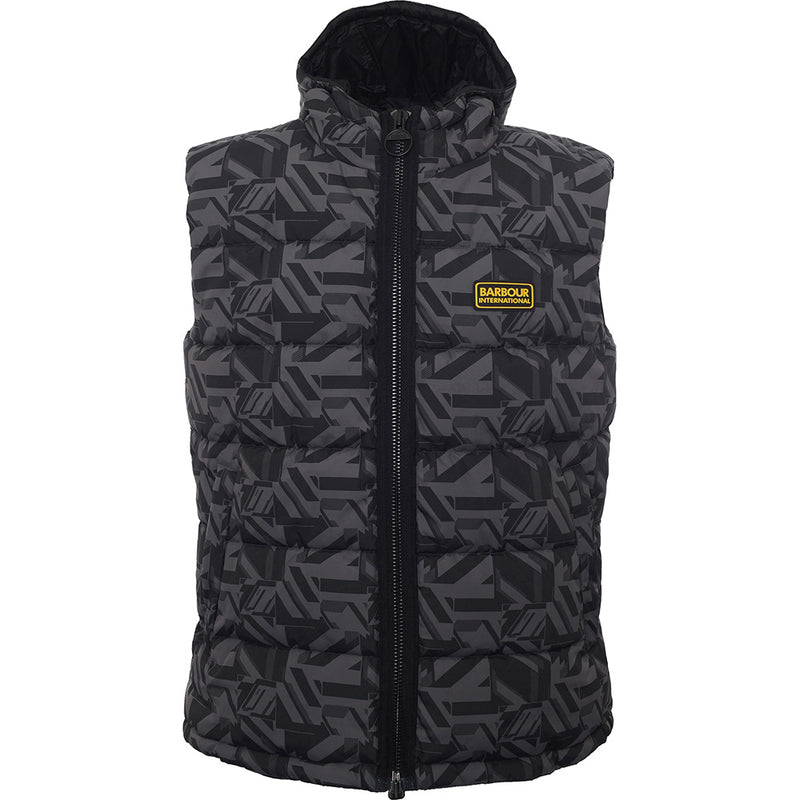 Barbour International Unisex Black Electric Bobber Printed Padded Gilet