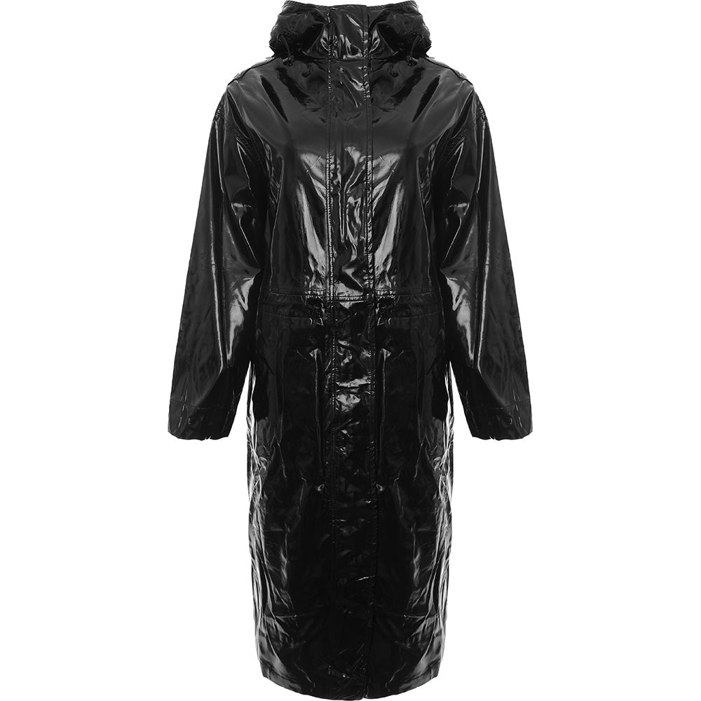 Mango Women's Black Vinyl Parka Jacket